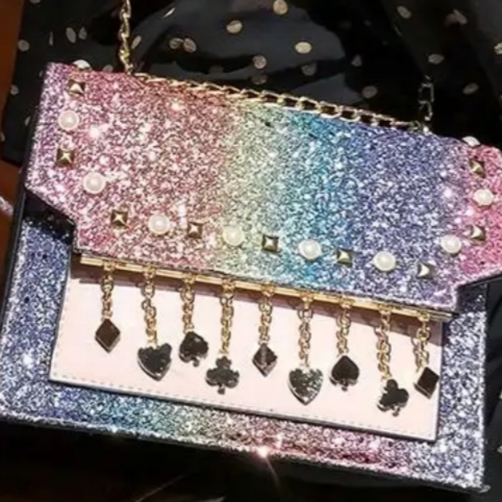 Multicolor Glitter Chain Shoulder Bag - Picture 5 of 5
